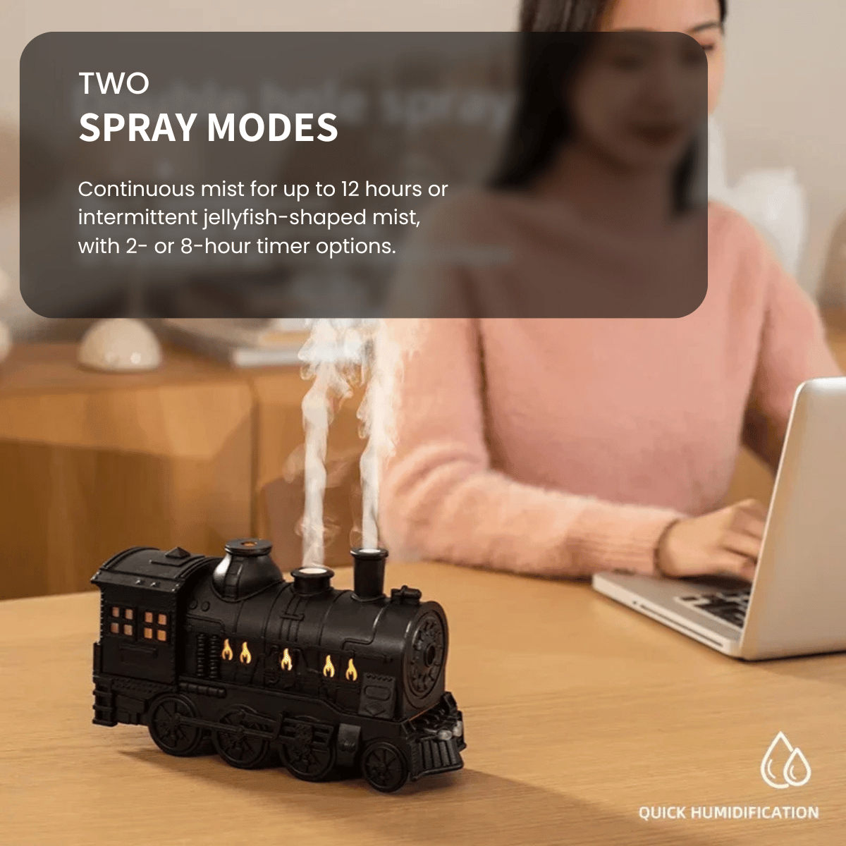 Luftbefeuchter und Diffusor „Steam Train“ mit LED-Licht